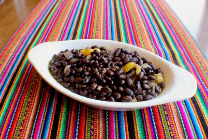 Frejoles Negros - Black Beans and Sauce.