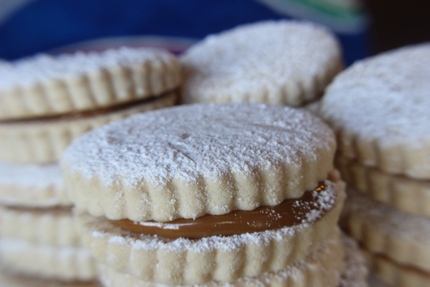 Alfajores - Typical South American treat. Two cookies pressed together using creamy caramel like Dulce de Leche spread.